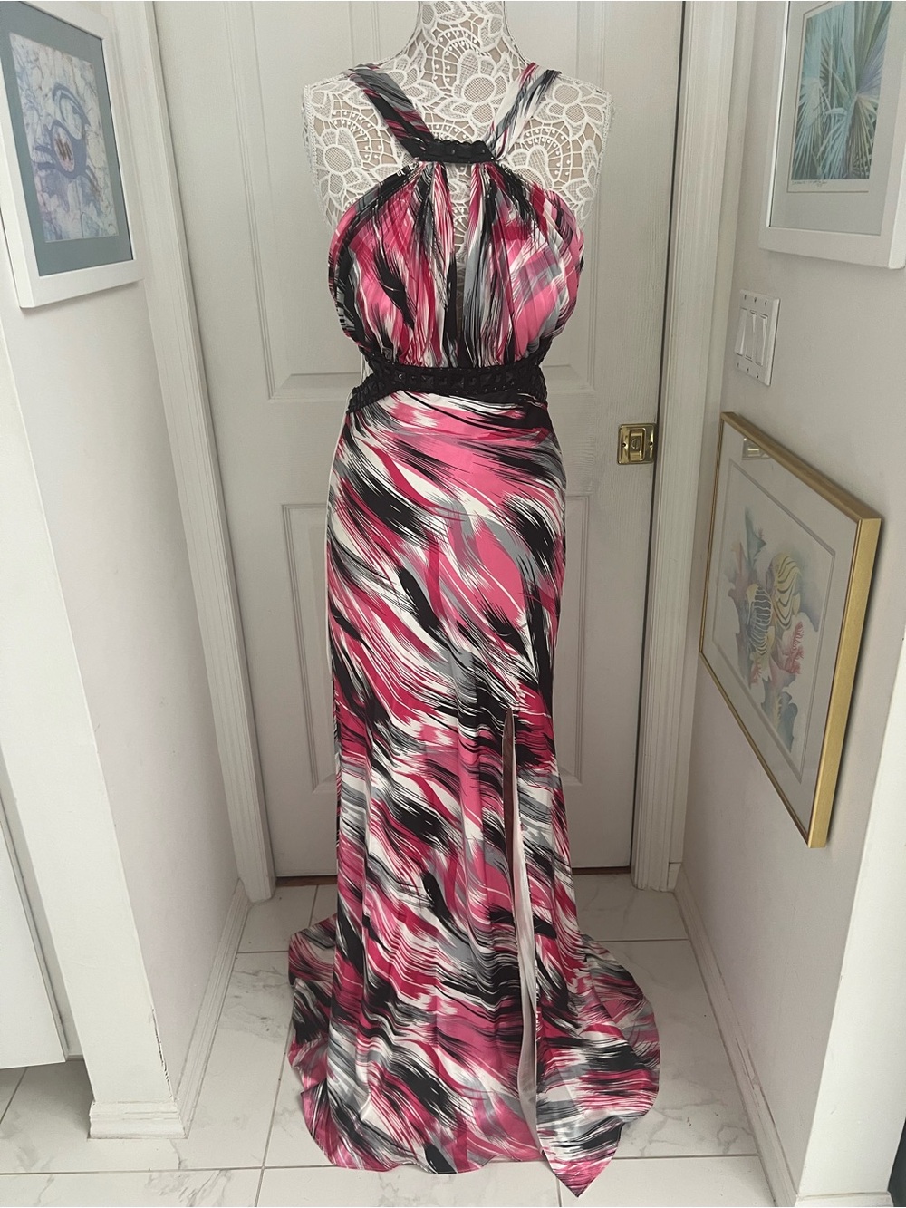 Lafemme backless halter maxi dress